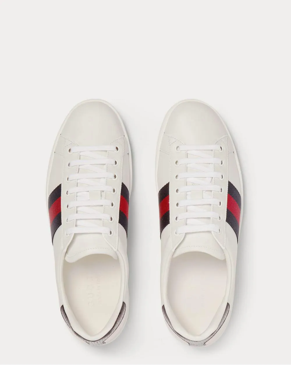 Ace Watersnake-Trimmed Leather  White low top sneakers