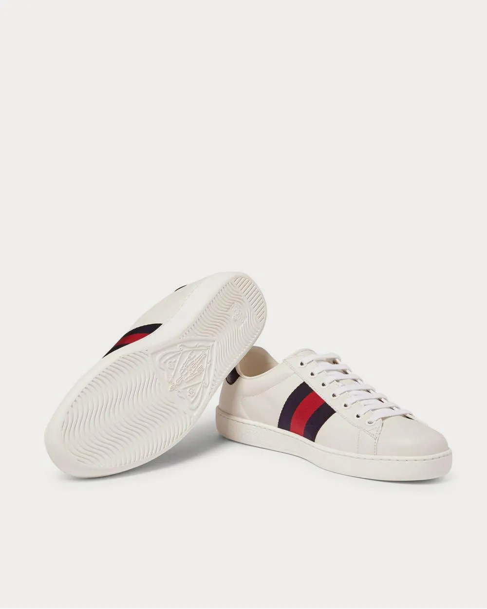 Ace Watersnake-Trimmed Leather  White low top sneakers