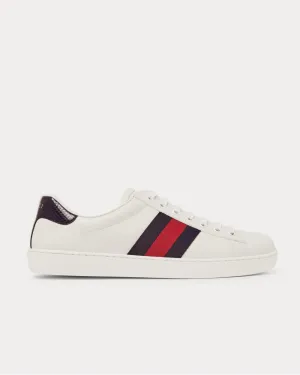 Ace Watersnake-Trimmed Leather  White low top sneakers