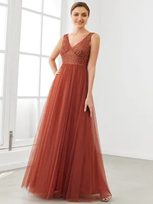 Adorable Deep V-neck Backless Bridesmaid Gown