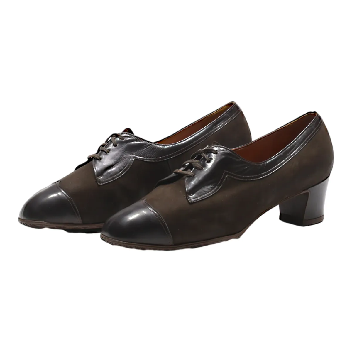 BALLY VASANO Heeled Derby Shoes Brown Leather Womens UK 6.5