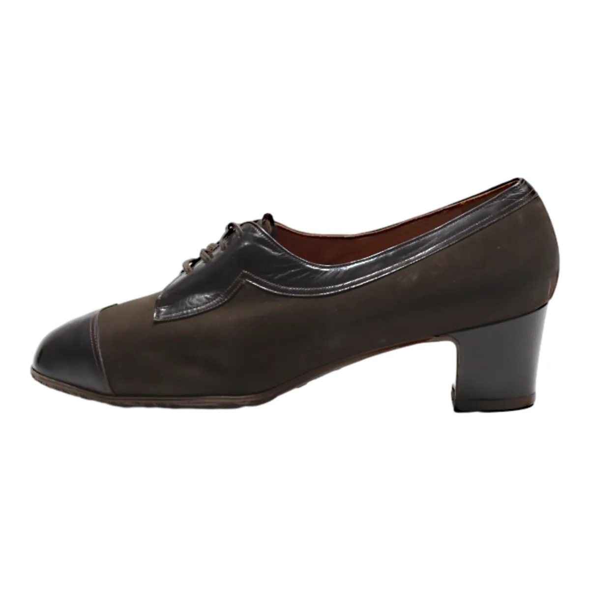 BALLY VASANO Heeled Derby Shoes Brown Leather Womens UK 6.5