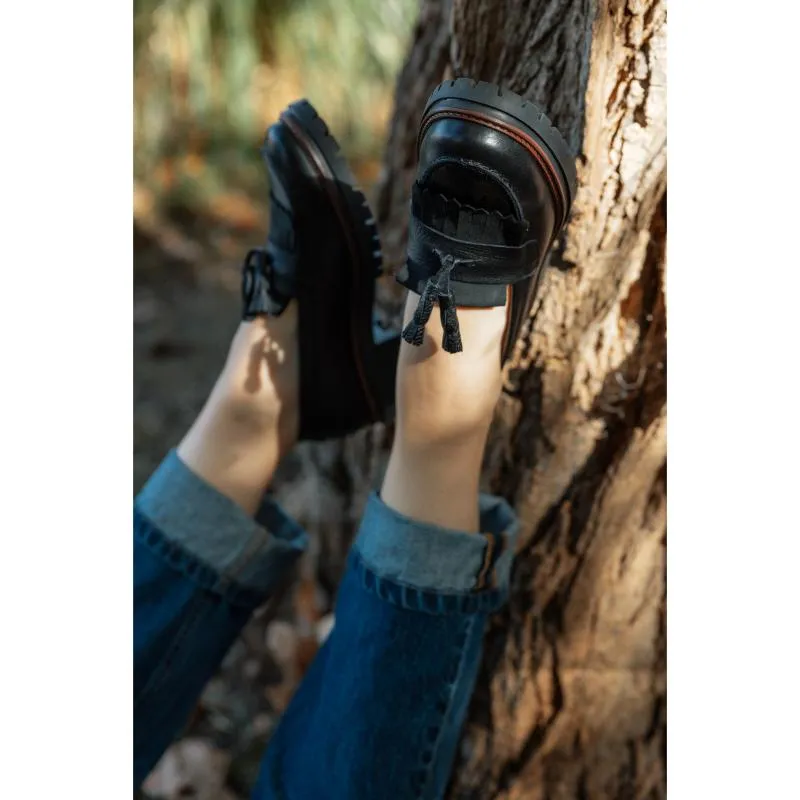 Barbour Dolores Leather Tassel Trim Ladies Loafer - Black