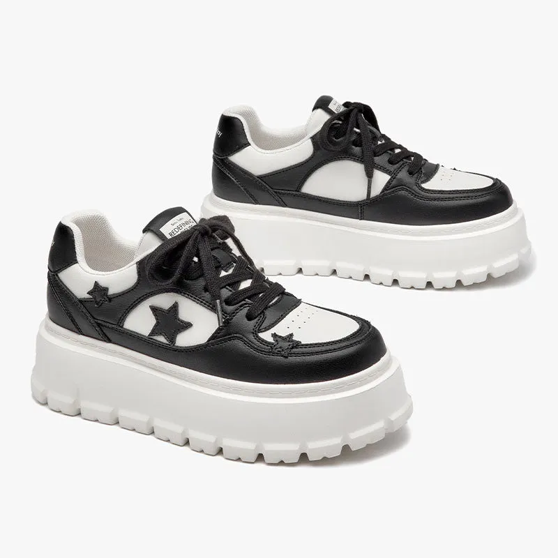 BeauToday Casual Round Toe Lightweight Platform Sneaker with Star Decoration for Women