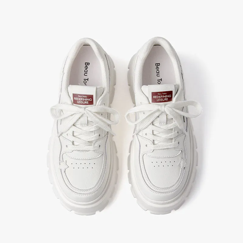 BeauToday Casual Round Toe Lightweight Platform Sneaker with Star Decoration for Women