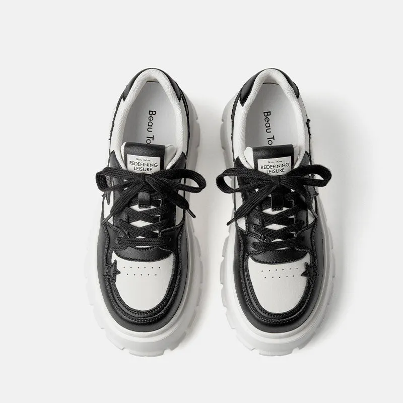 BeauToday Casual Round Toe Lightweight Platform Sneaker with Star Decoration for Women