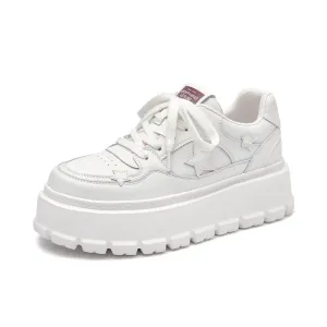 BeauToday Casual Round Toe Lightweight Platform Sneaker with Star Decoration for Women