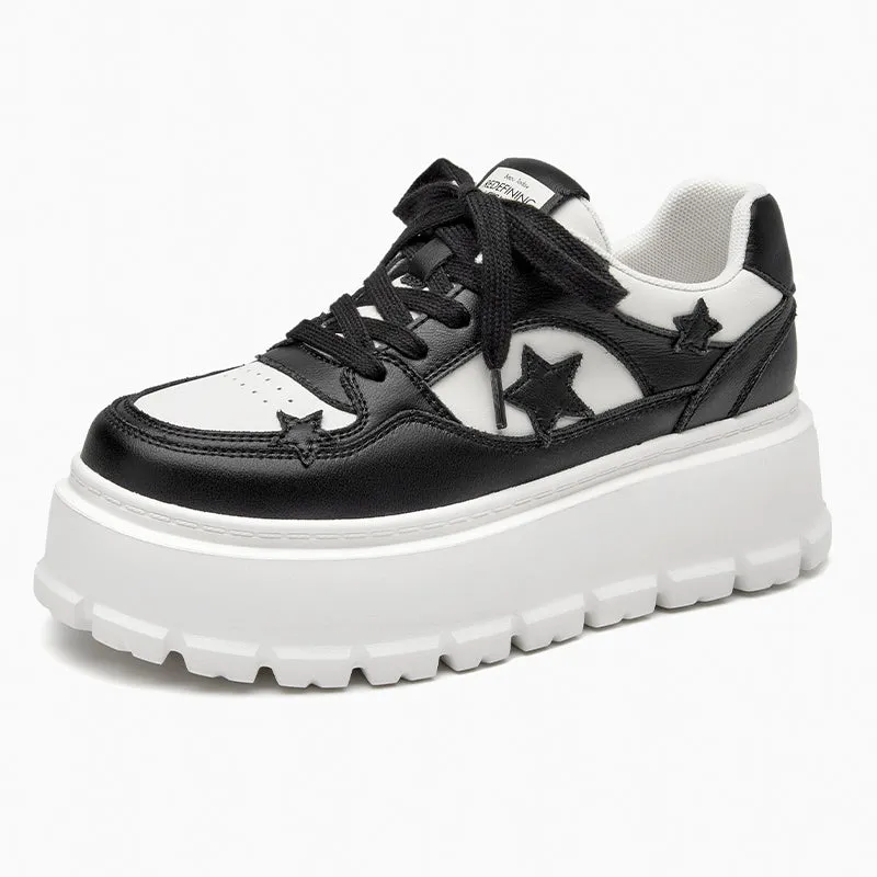 BeauToday Casual Round Toe Lightweight Platform Sneaker with Star Decoration for Women