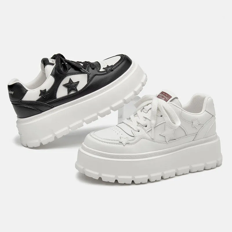 BeauToday Casual Round Toe Lightweight Platform Sneaker with Star Decoration for Women