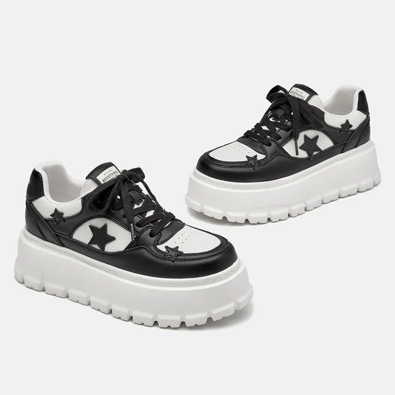 BeauToday Casual Round Toe Lightweight Platform Sneaker with Star Decoration for Women