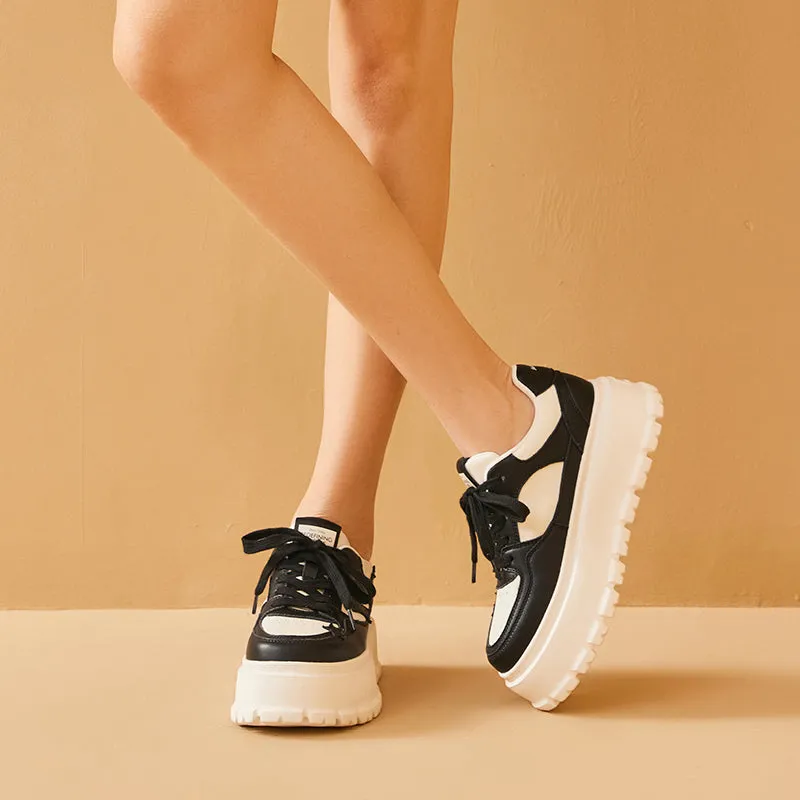 BeauToday Casual Round Toe Lightweight Platform Sneaker with Star Decoration for Women