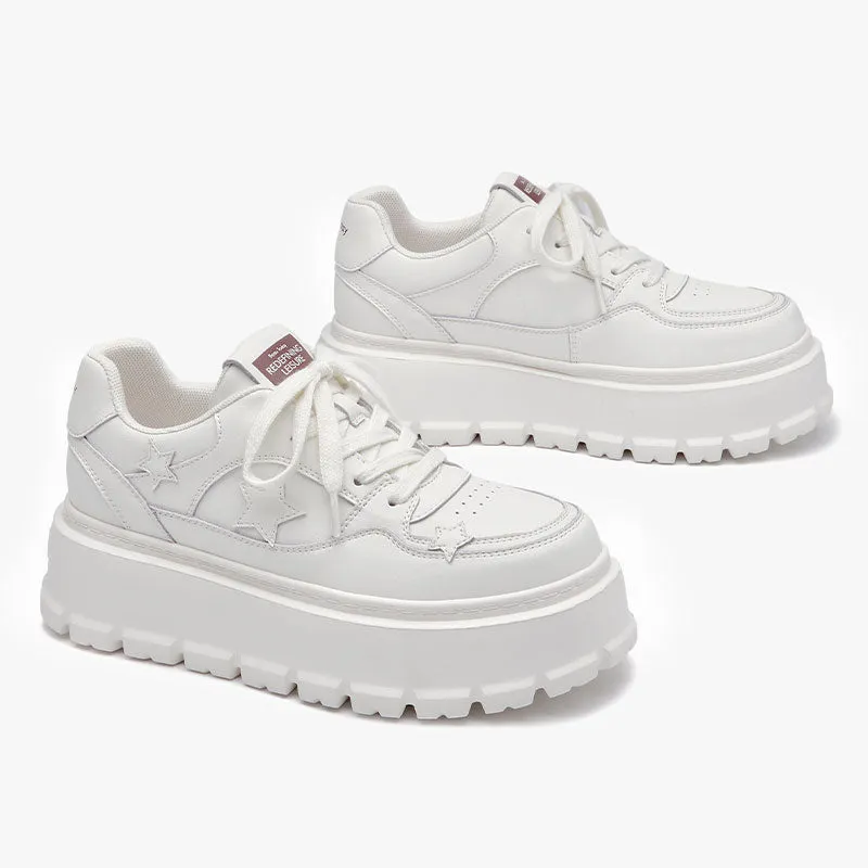BeauToday Casual Round Toe Lightweight Platform Sneaker with Star Decoration for Women