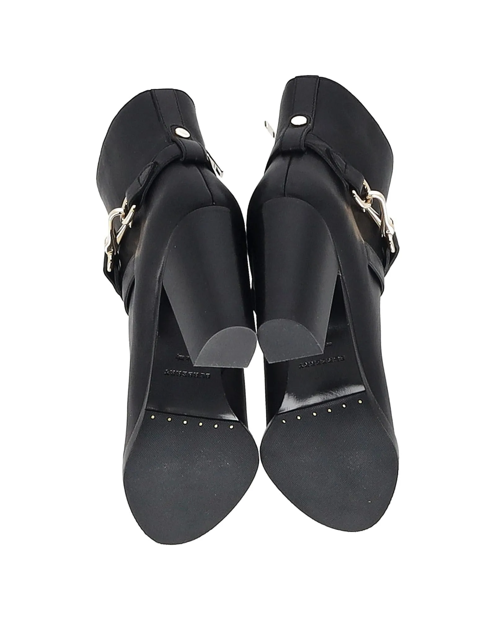 Buckle Block Heel Ankle Boots in Leather