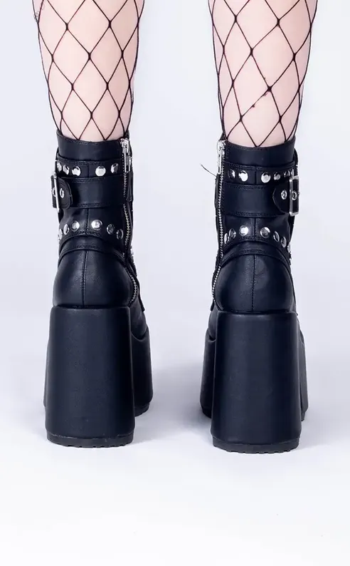 CAMEL-70 Black Vegan Mid-Calf Boots (AU Stock)
