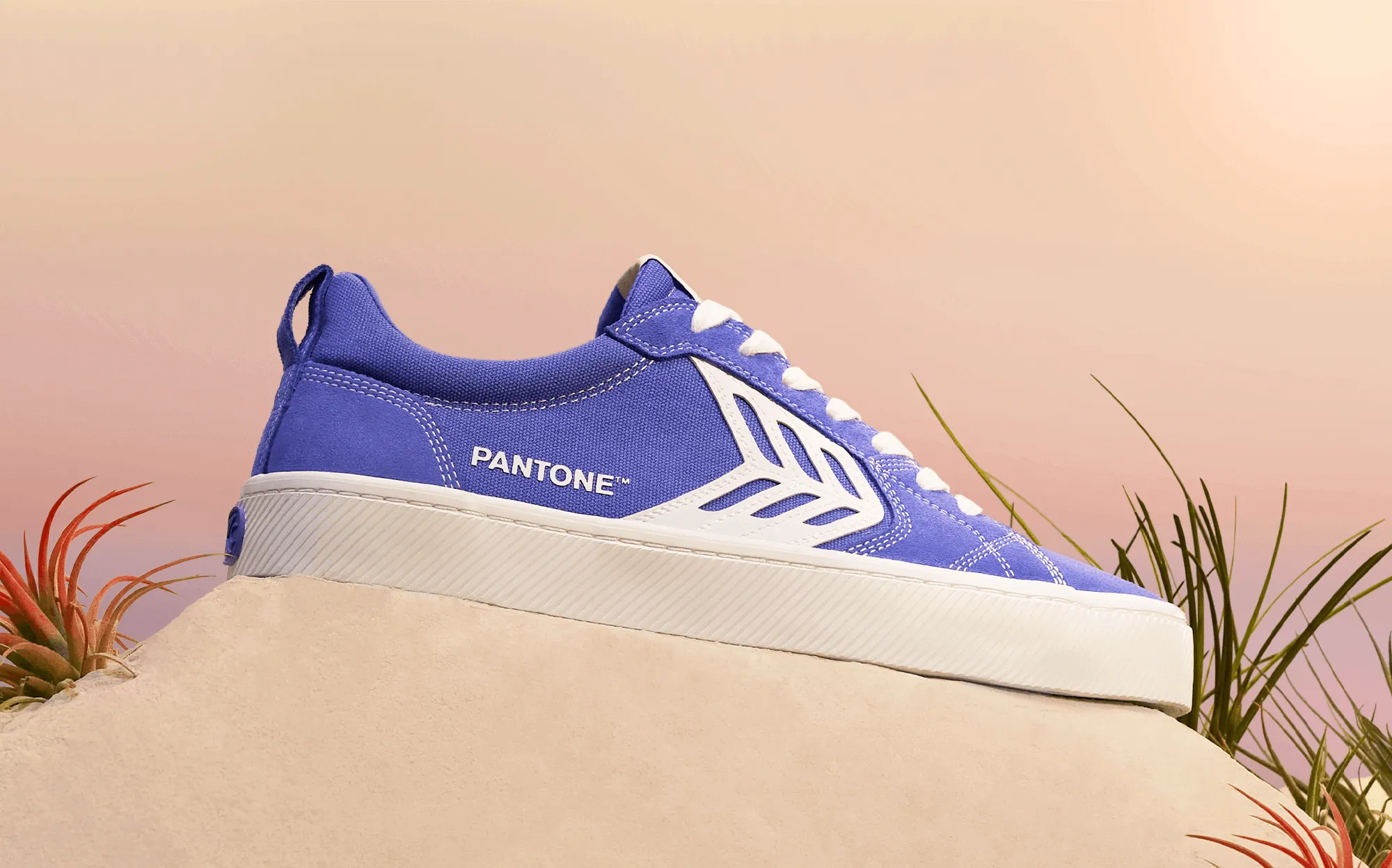 CATIBA PRO Low Pantone Very Peri Suede and Canvas Contrast Thread Ivory Logo Sneaker Men