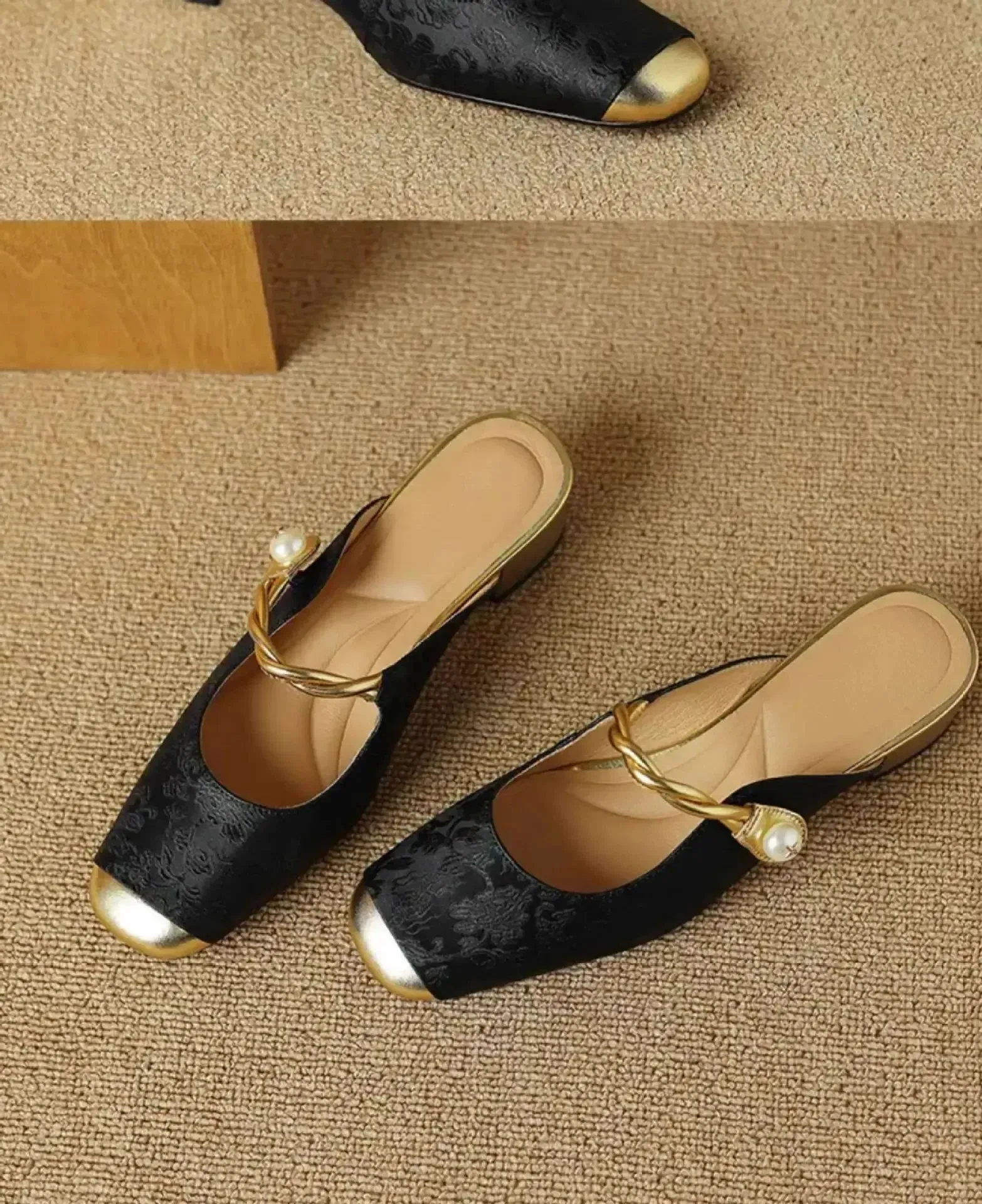 CHRIS Slipper or Slingback Pearl Accent Slip-On Shoes