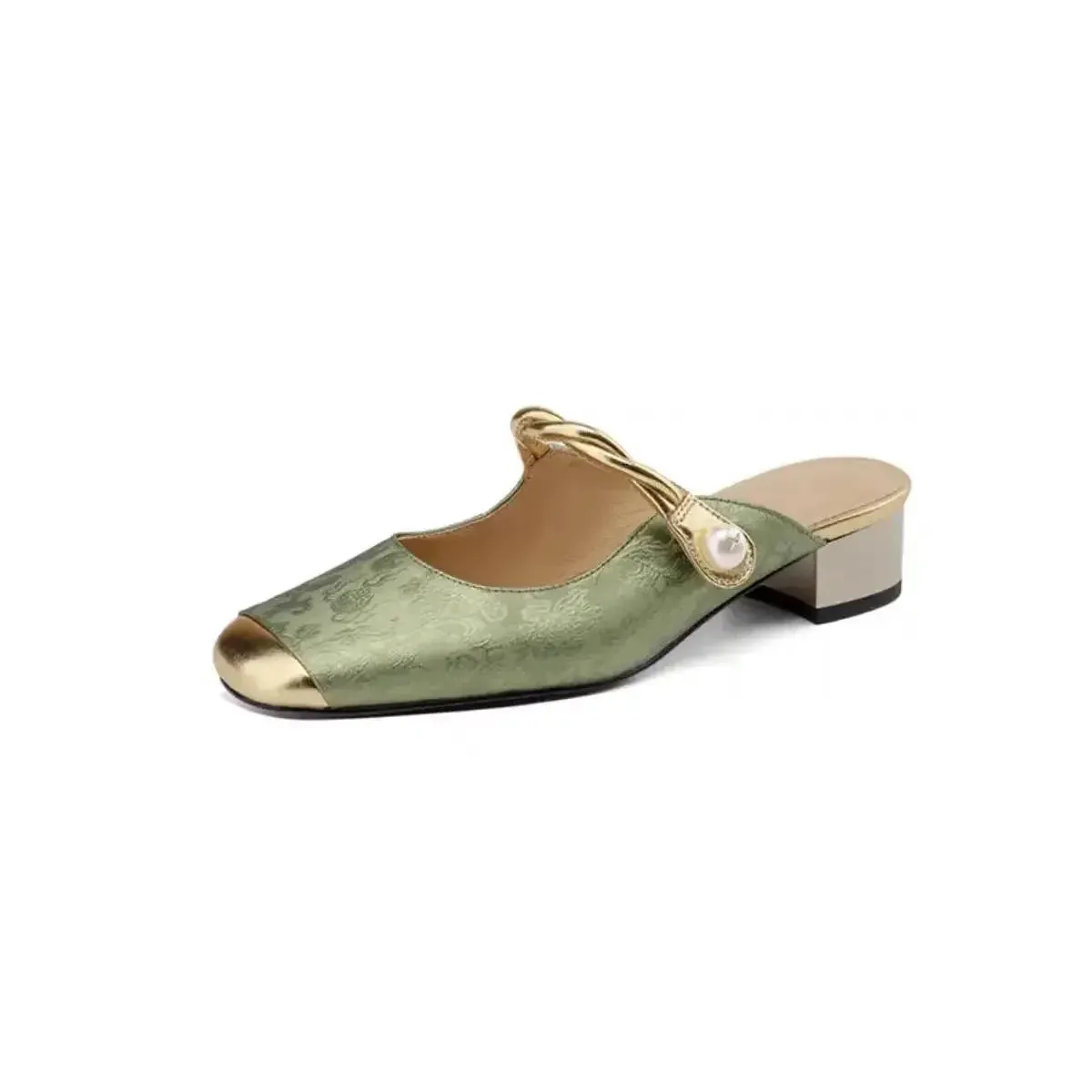 CHRIS Slipper or Slingback Pearl Accent Slip-On Shoes