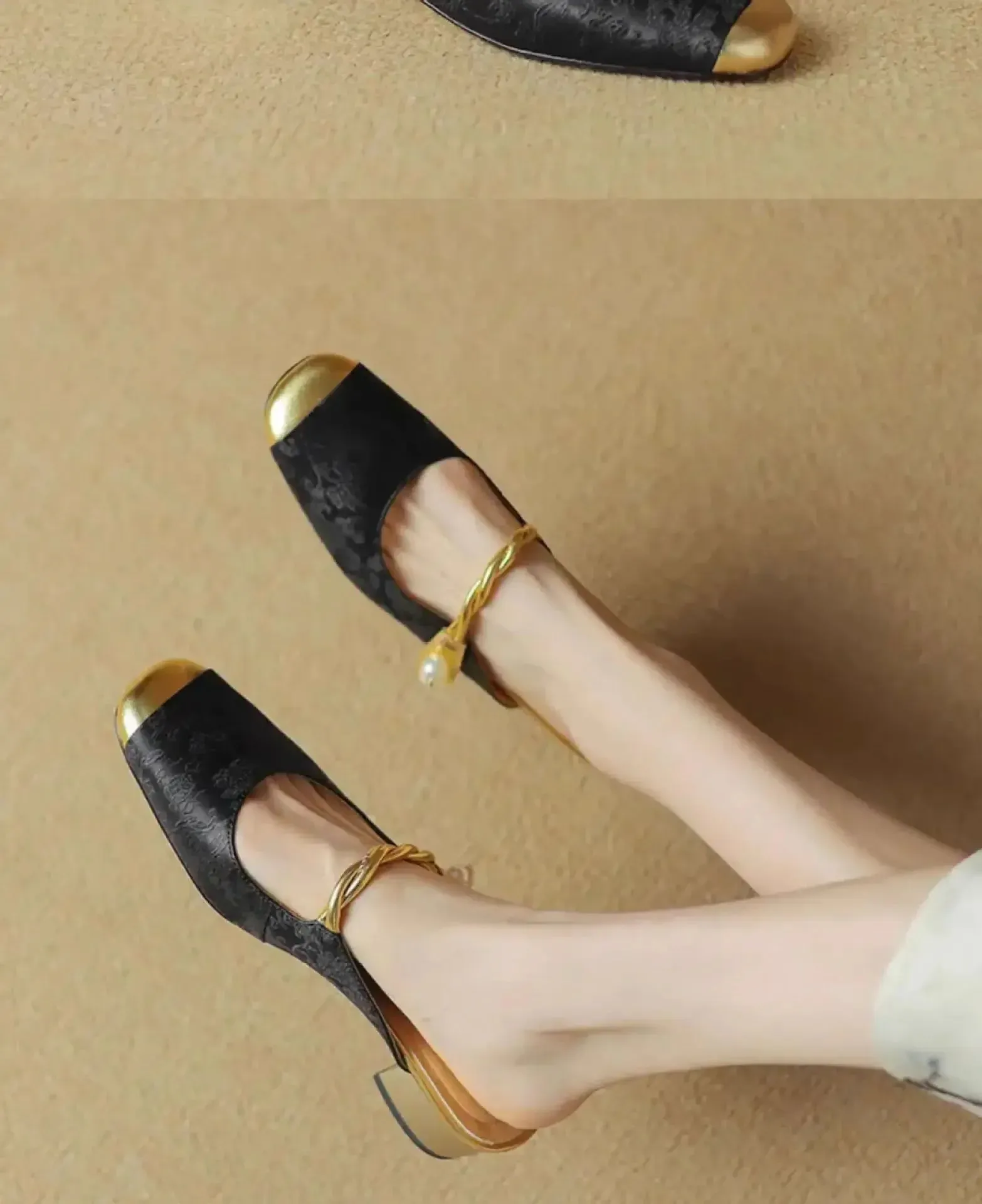 CHRIS Slipper or Slingback Pearl Accent Slip-On Shoes
