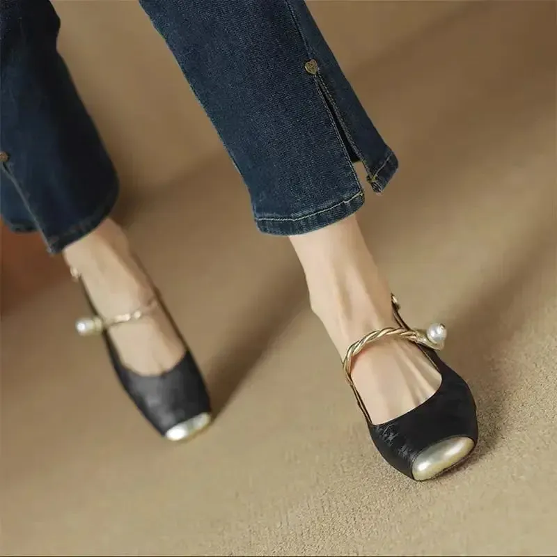 CHRIS Slipper or Slingback Pearl Accent Slip-On Shoes