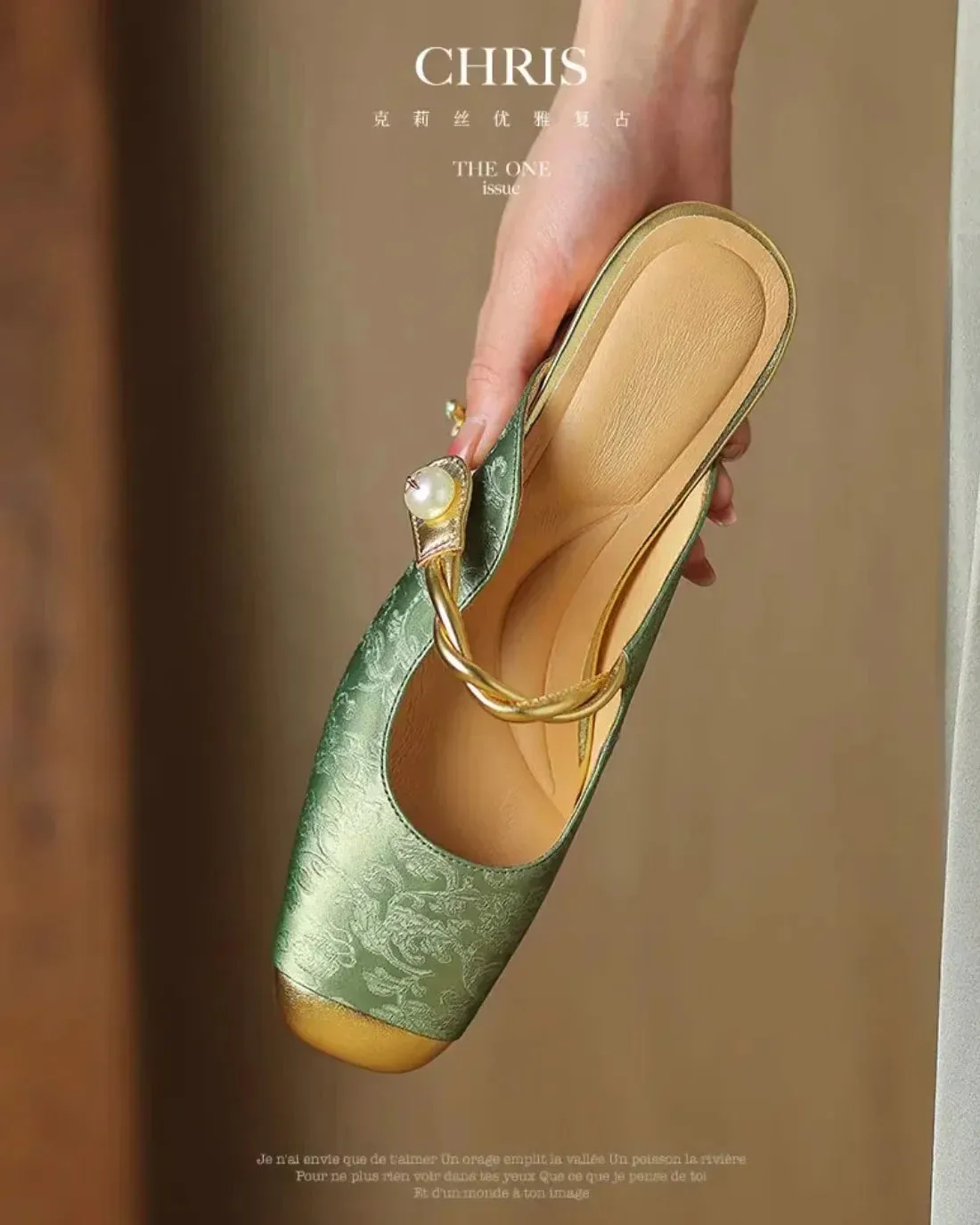 CHRIS Slipper or Slingback Pearl Accent Slip-On Shoes