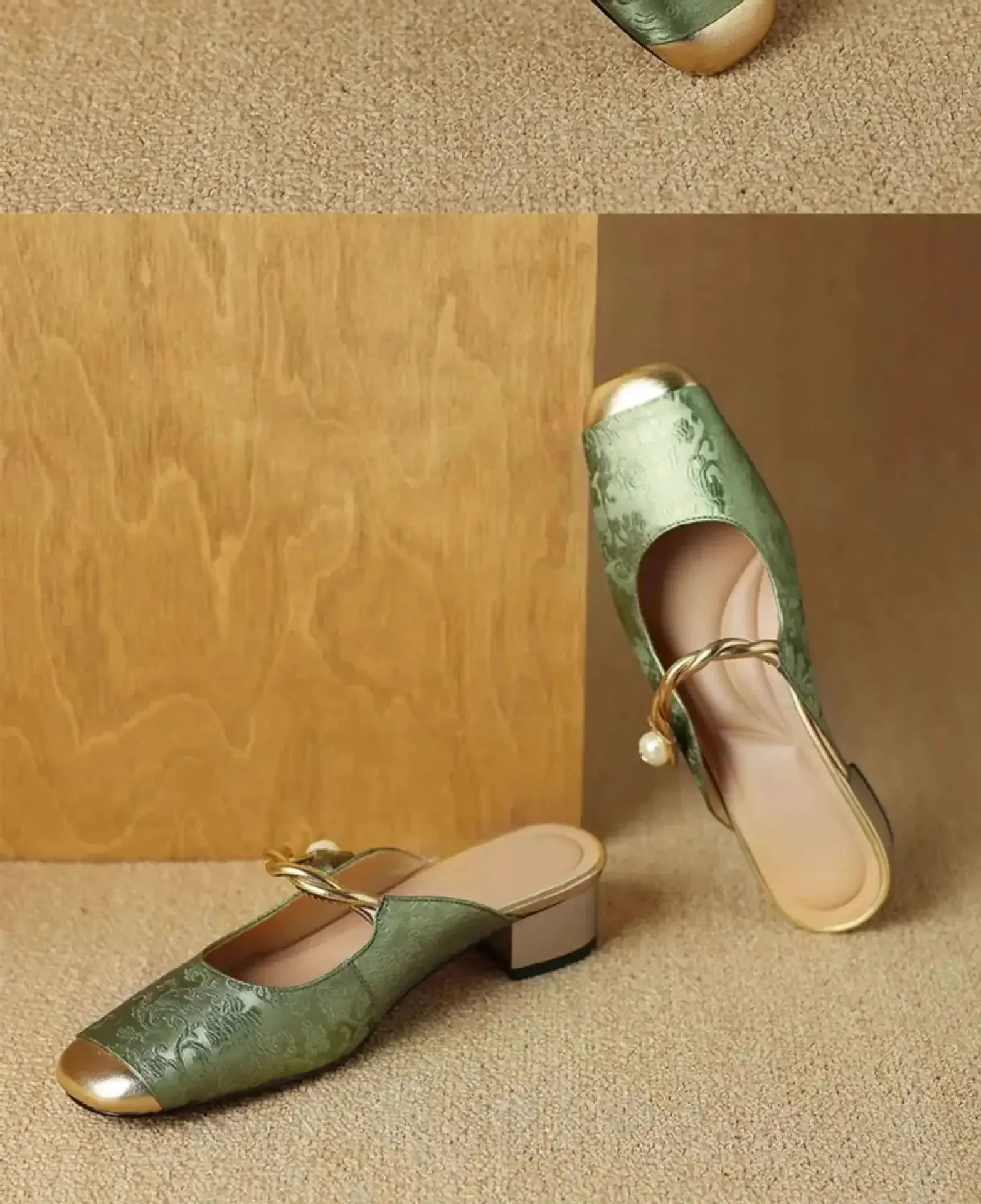 CHRIS Slipper or Slingback Pearl Accent Slip-On Shoes