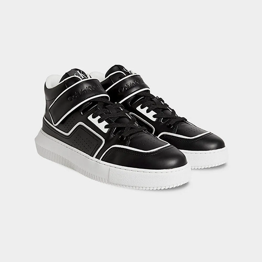 Chunky Cupsole Lace-Up Mid Sneakers - Black White