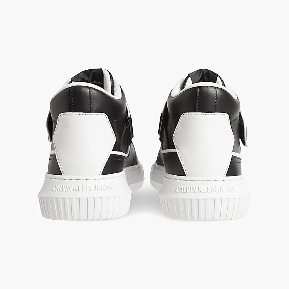 Chunky Cupsole Lace-Up Mid Sneakers - Black White