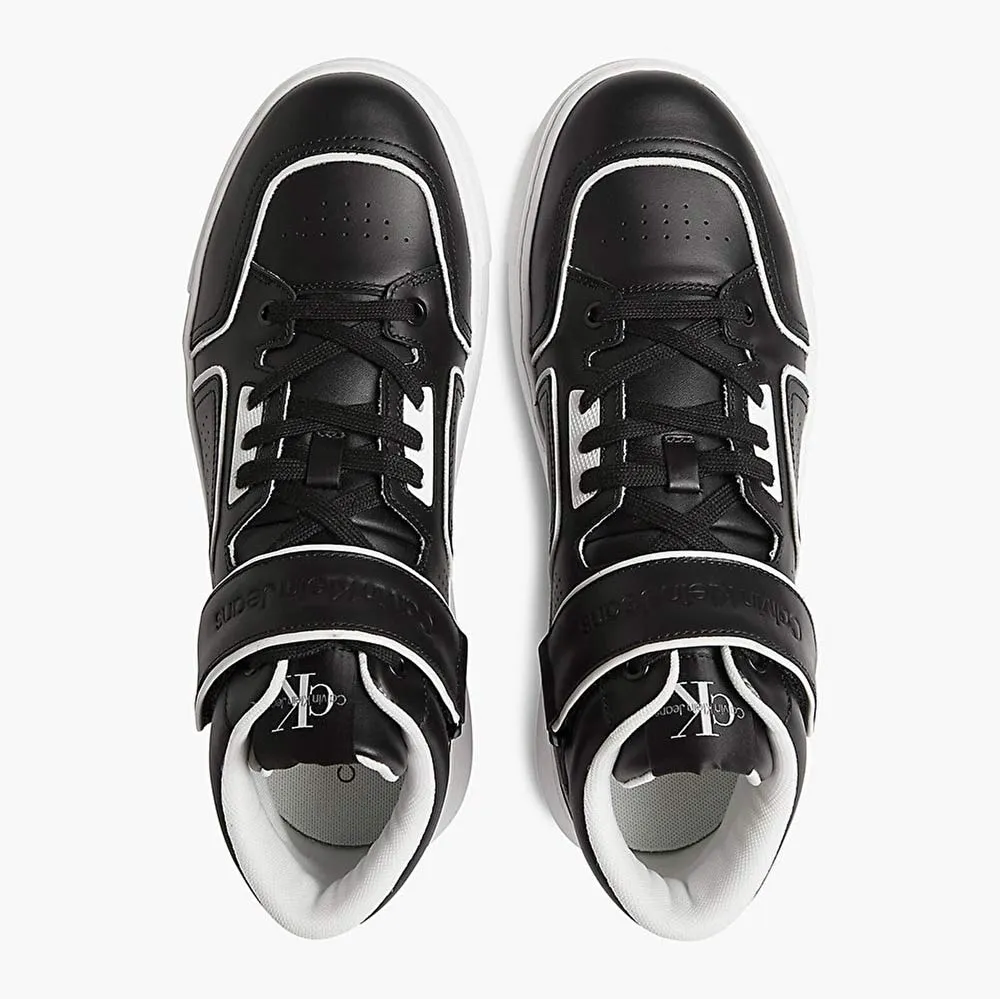 Chunky Cupsole Lace-Up Mid Sneakers - Black White