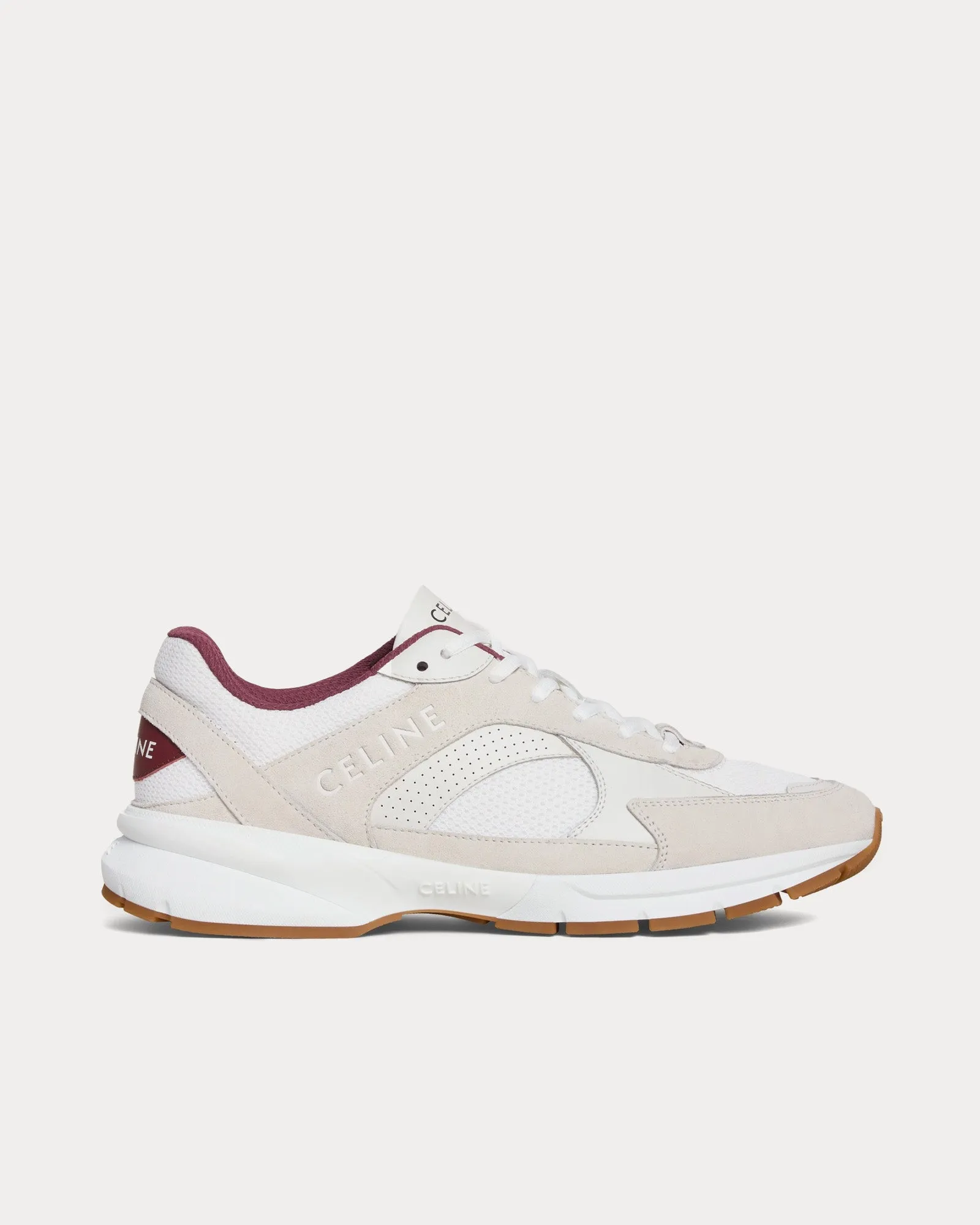 CR-03 Runner Mesh, Suede & Calfskin Optic White / Beige / Burgundy Low Top Sneakers