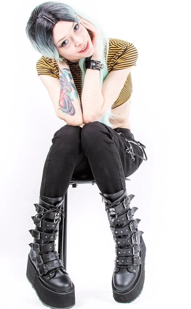 DAMNED-225 Black Vegan Leather Boots (AU Stock)