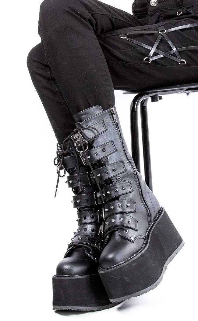 DAMNED-225 Black Vegan Leather Boots (AU Stock)