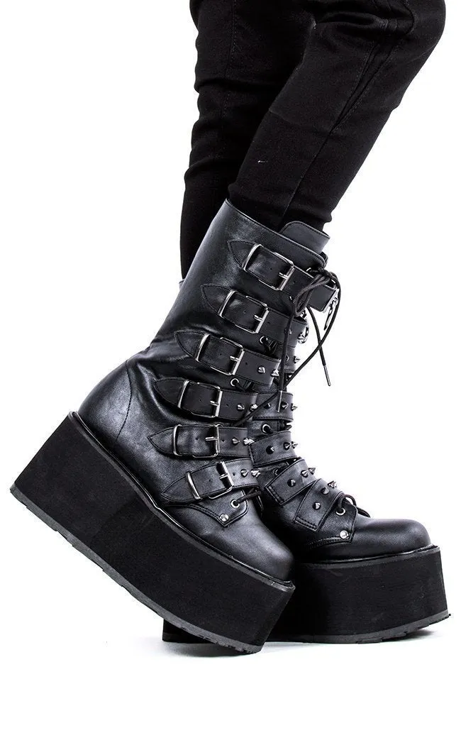 DAMNED-225 Black Vegan Leather Boots (AU Stock)