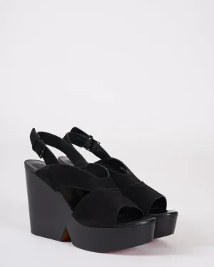 dava wedge - black suede