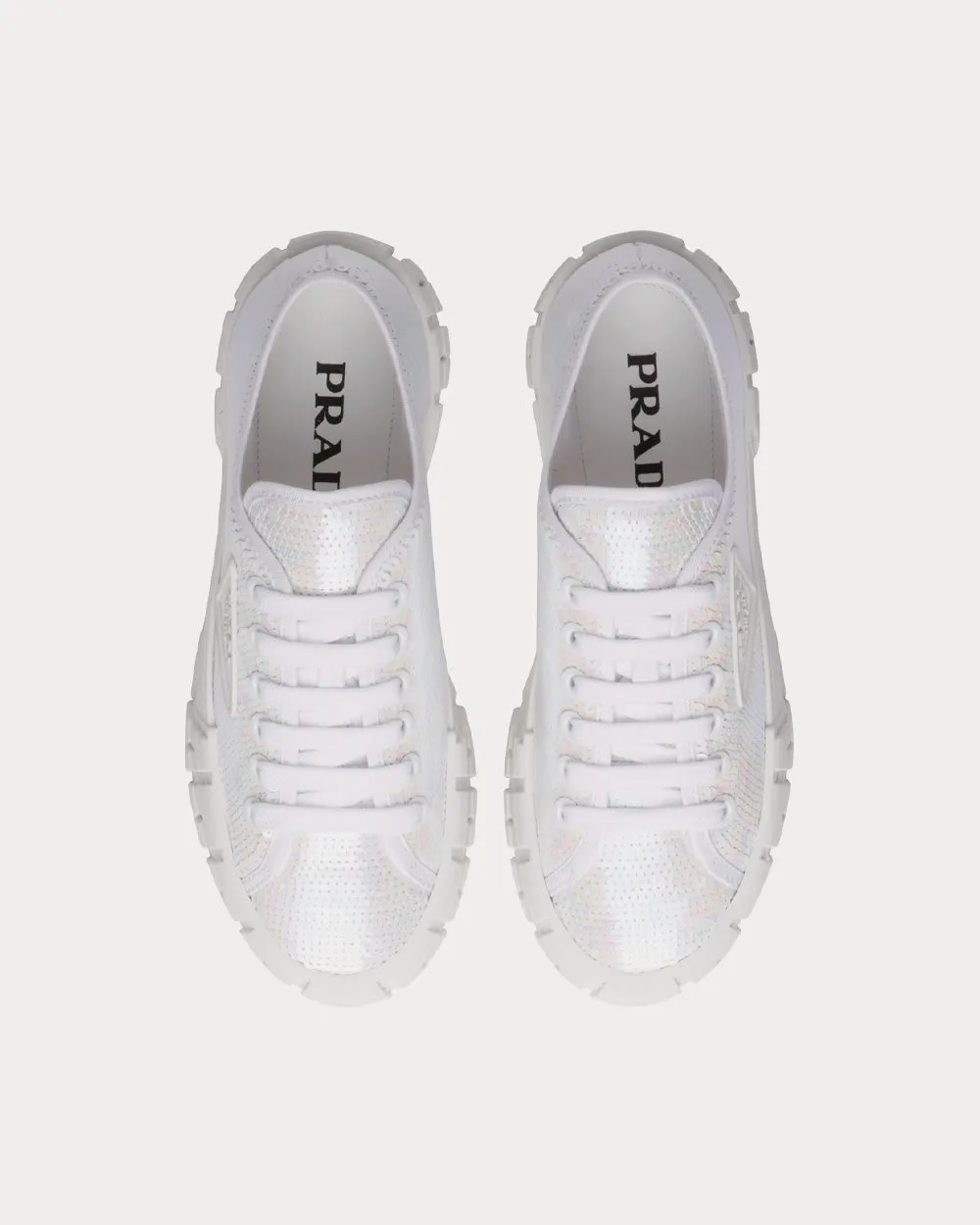 Double Wheel Sequin White Low Top Sneakers