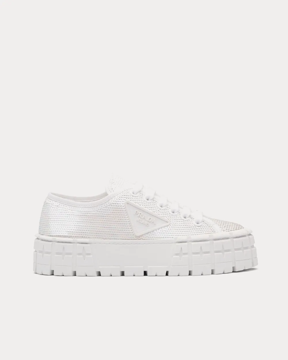 Double Wheel Sequin White Low Top Sneakers