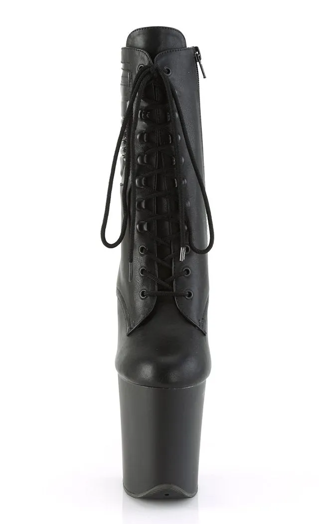 FLAMINGO-1020PK Black Vegan Leather Ankle Boots