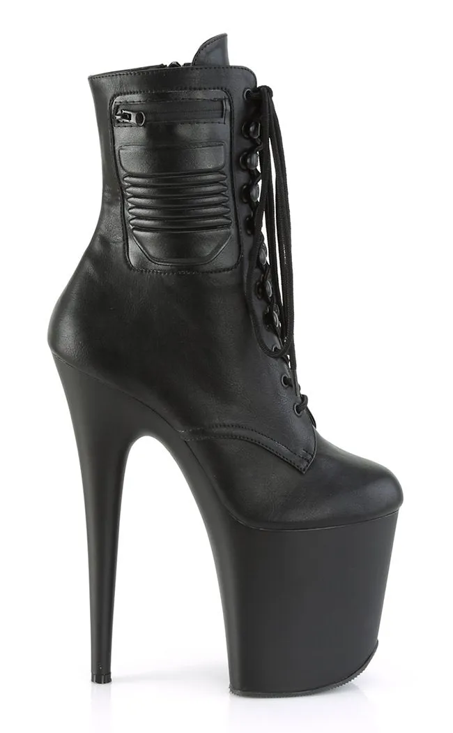 FLAMINGO-1020PK Black Vegan Leather Ankle Boots