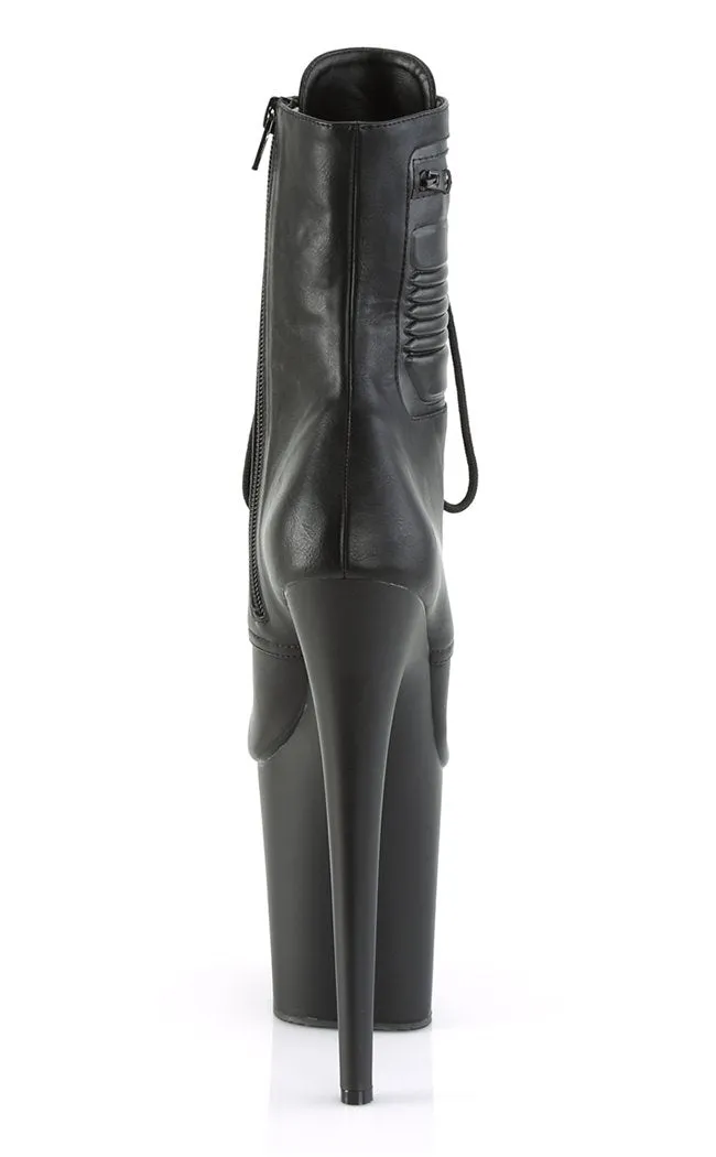 FLAMINGO-1020PK Black Vegan Leather Ankle Boots