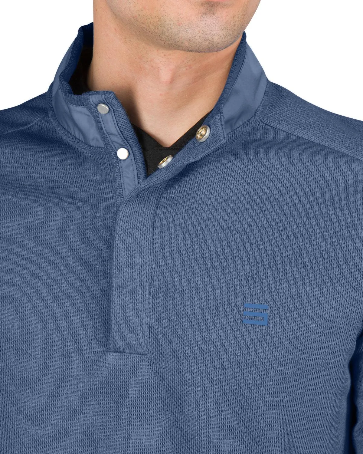 Fleece Half-Zip Mock-Neck Buttoned Golf Sweater