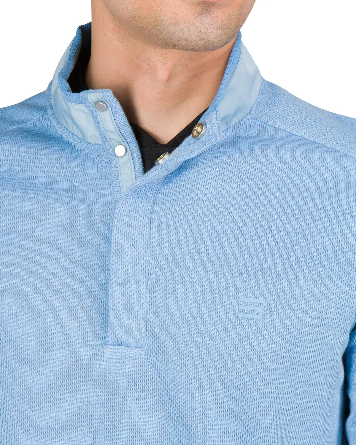 Fleece Half-Zip Mock-Neck Buttoned Golf Sweater