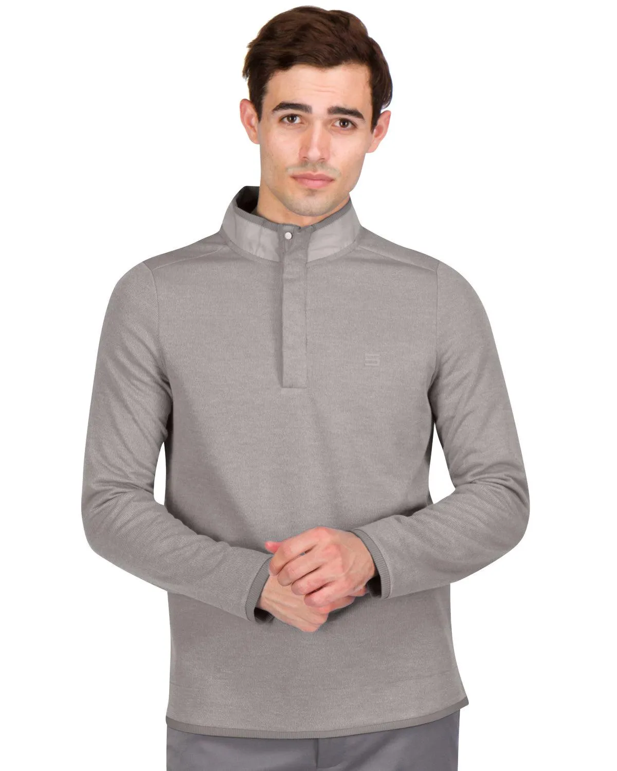 Fleece Half-Zip Mock-Neck Buttoned Golf Sweater
