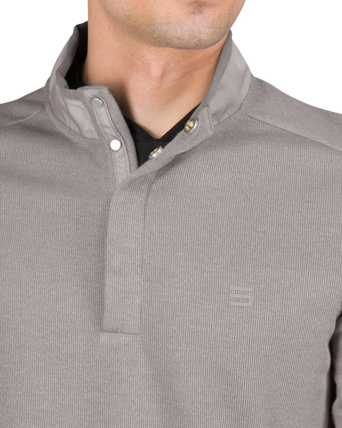 Fleece Half-Zip Mock-Neck Buttoned Golf Sweater