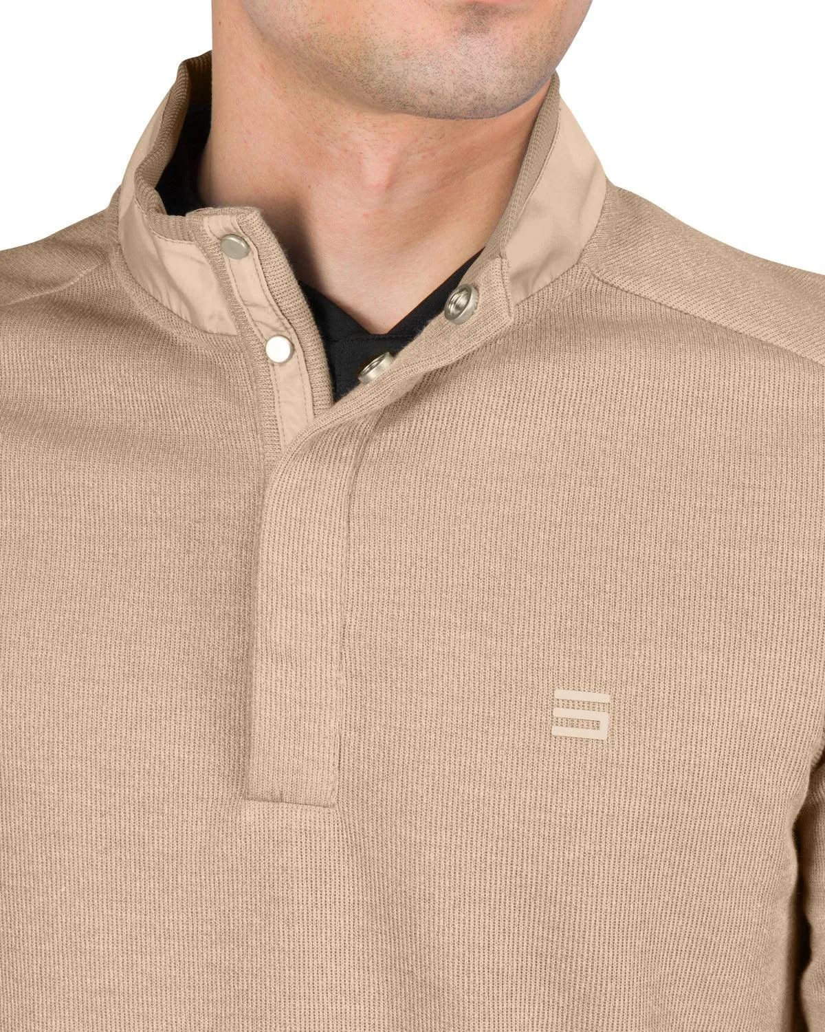 Fleece Half-Zip Mock-Neck Buttoned Golf Sweater