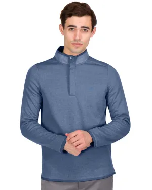 Fleece Half-Zip Mock-Neck Buttoned Golf Sweater