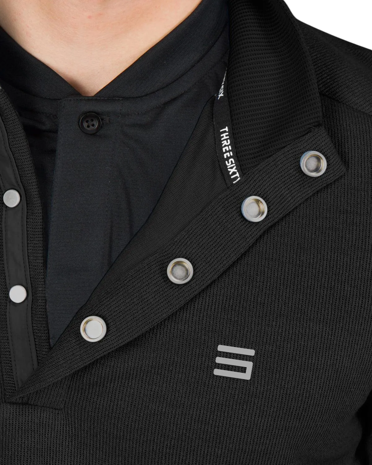 Fleece Half-Zip Mock-Neck Buttoned Golf Sweater