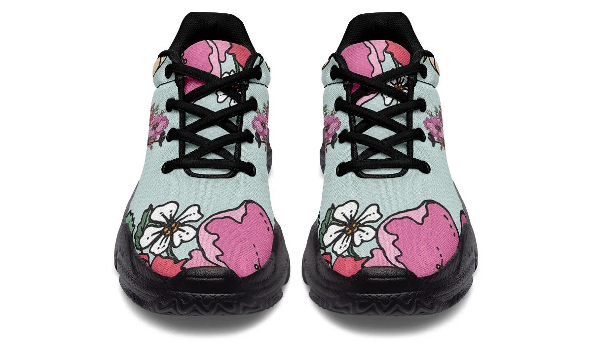 Floral Pug Athletic Chunky Sneakers