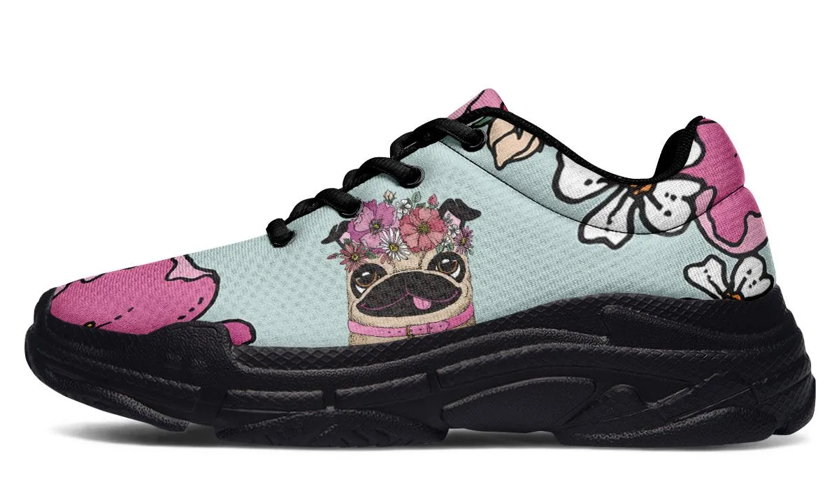 Floral Pug Athletic Chunky Sneakers