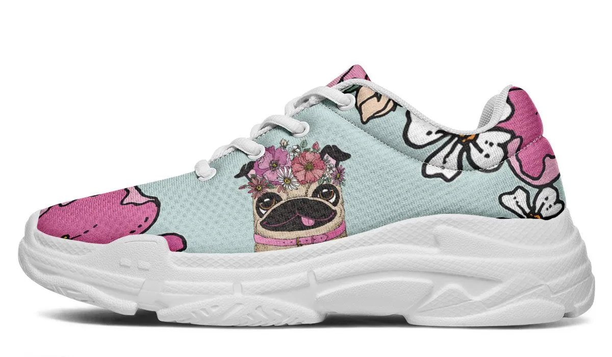Floral Pug Athletic Chunky Sneakers