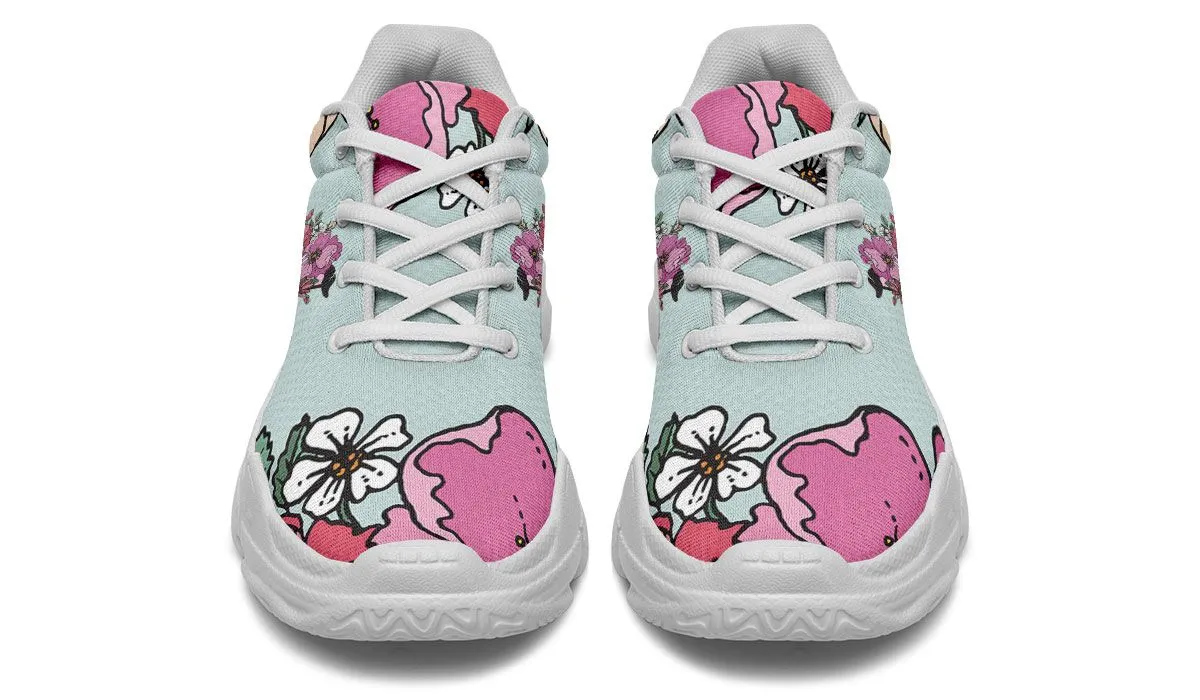 Floral Pug Athletic Chunky Sneakers