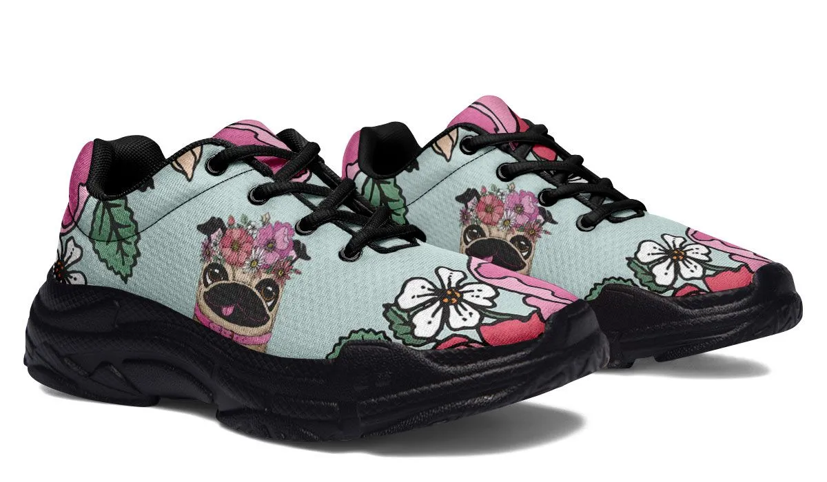 Floral Pug Athletic Chunky Sneakers